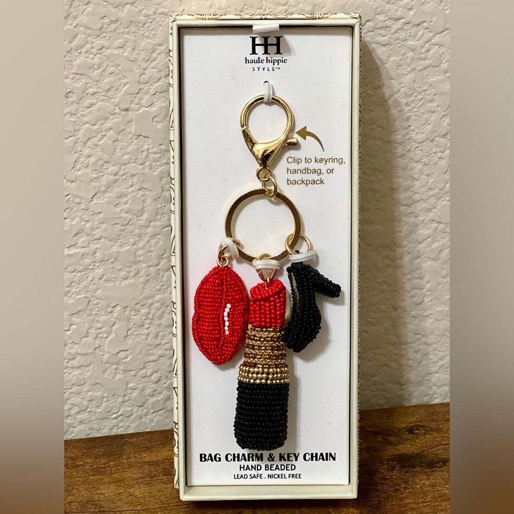 Haute Hippie Red/Black Bag Charm & Key Chain